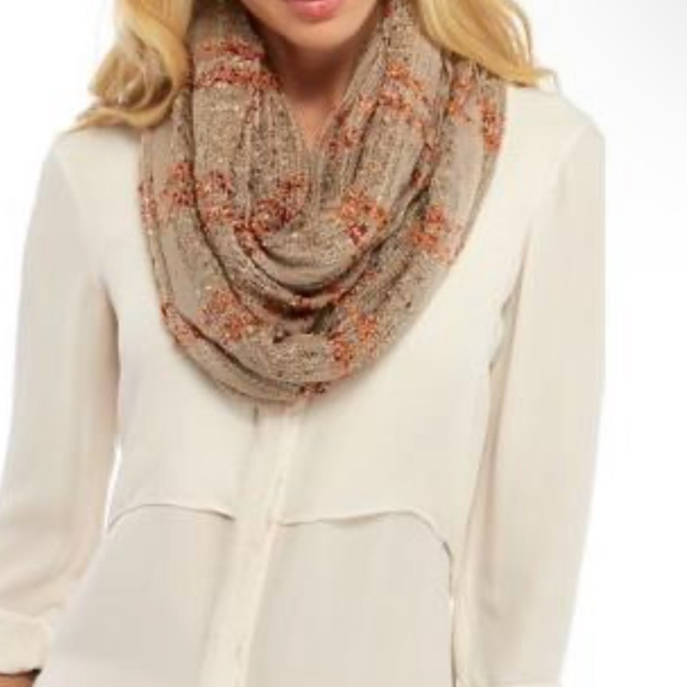 Kim Rogers Women’s Basha Eternity Wide Stripe Confetti Scarf Taupe